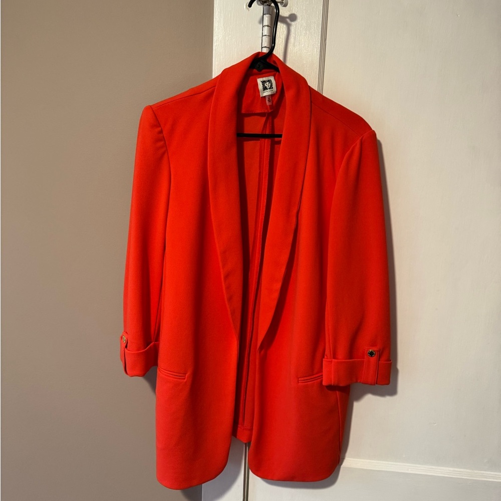 Anne Klein Bright Red Open-Front Blazer